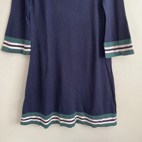 Boden Womens Trudy Knit Dress Size 12 Wool Cotton Blend Navy Green - Picture 6 of 11